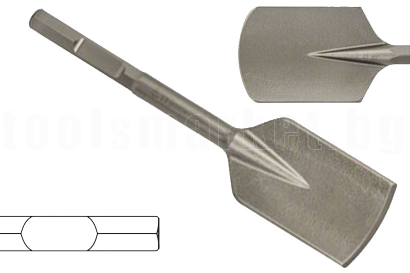 Bosch Секач права лопата, шестостенен захват 28 mm, 400 x 135 mm_1 618 662 000